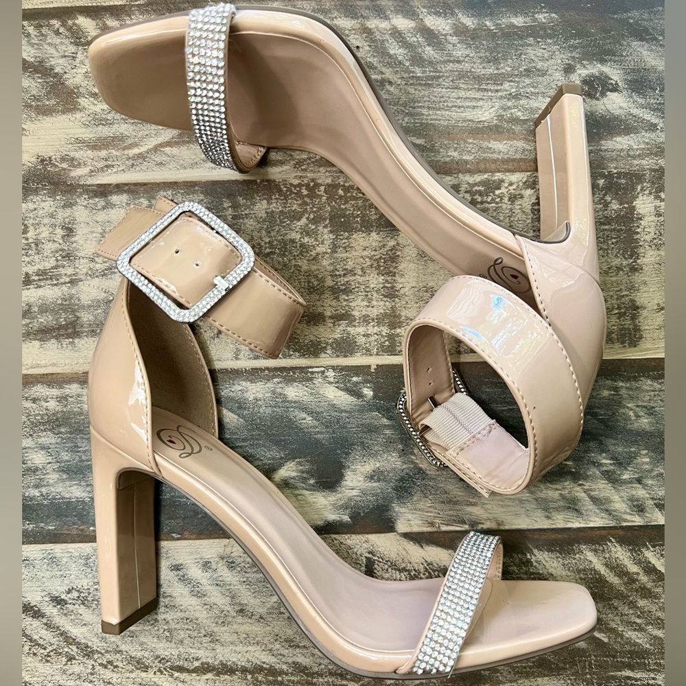 Elegant Nude Heels with Rhinestone Accents